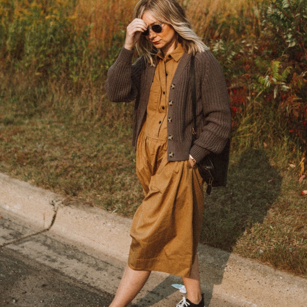 Everlane The Parklet MIDI Shirtdress in Hazel Brown Size 10